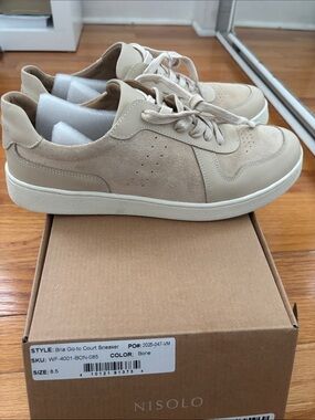Nisolo Bone Suede & Leather Court Sneaker